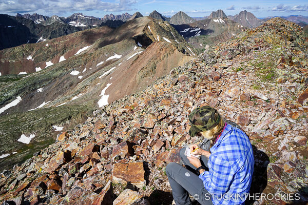 Christy Mahon on the summit of the 13er White Dome