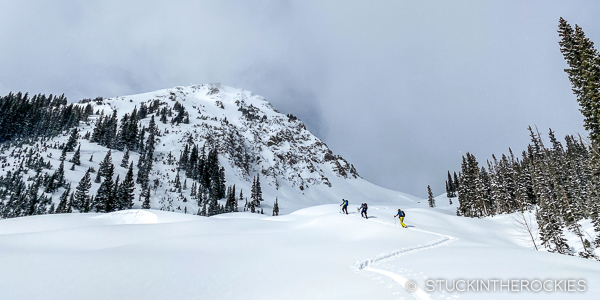 Skinning switchbacks up in Ashcroft, Colorado.