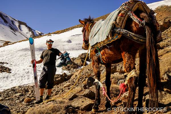 Chris Davenport gets ready to ski Jbel Ayyachi in the High Atlas Mountains of Morocco.