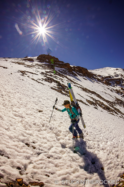 As it steepened, we switching to crampons.