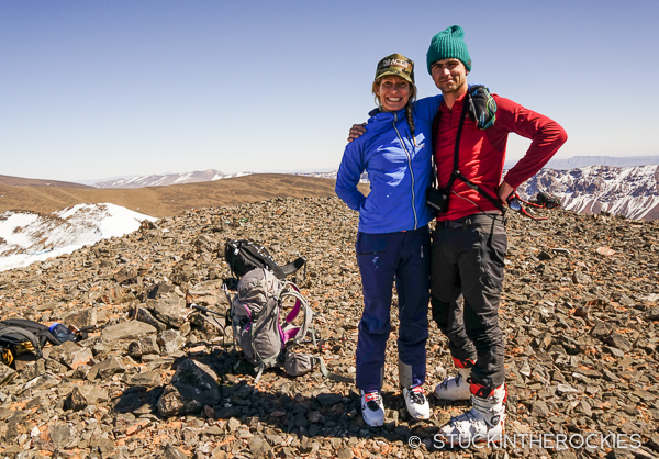 Christy Mahon and Aaron Gould-Kavet on the summit of Ayyachi