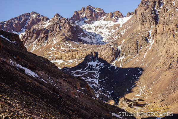 Descending the North Col route on Toubkal