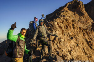 Hamid, Chris and Christy, on the ridge below Toubkal's summit.