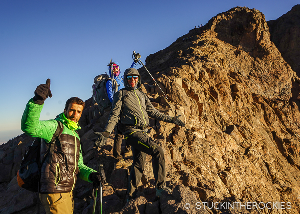 Hamid, Chris and Christy, on the ridge below Toubkal's summit.