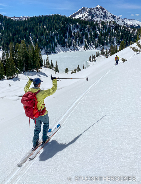 Ted Mahon skiing to Geneva Lake