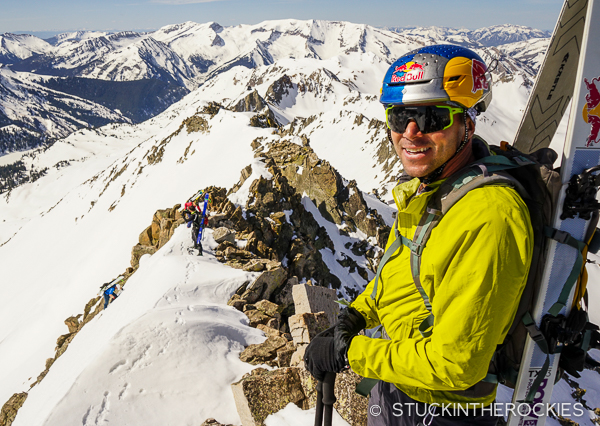 Chris Davenport on the summit ridge of Siberia Peak