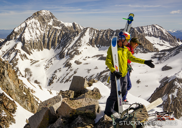 Christy Mahon and Chris Davenport on the summit of SIberia Peak he