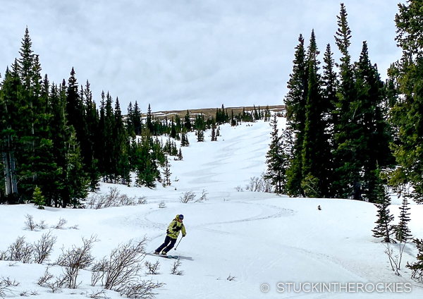 Ted Mahon skiing the Front Range 13er.