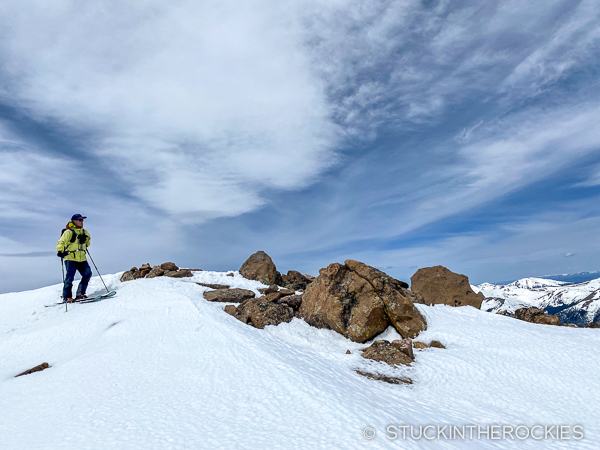 Ted Mahon skiing Bard Peak