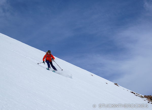 Christy Mahon skiing Bard Peak