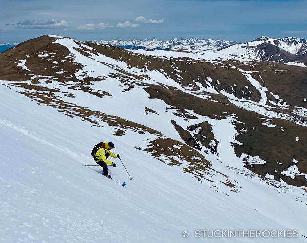 Ted Mahon skiing Bard Peak