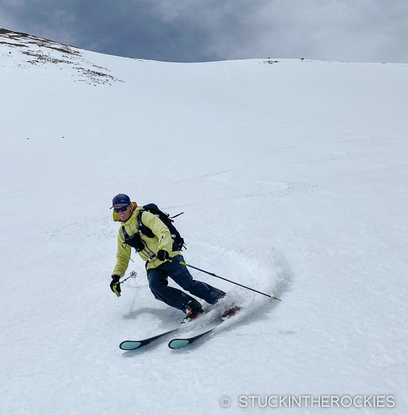 Ted Mahon skiing the East Face of Bard Peak.