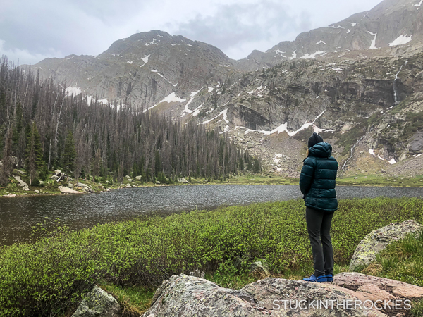 Christy Mahon looking out at Rito Alto Lake