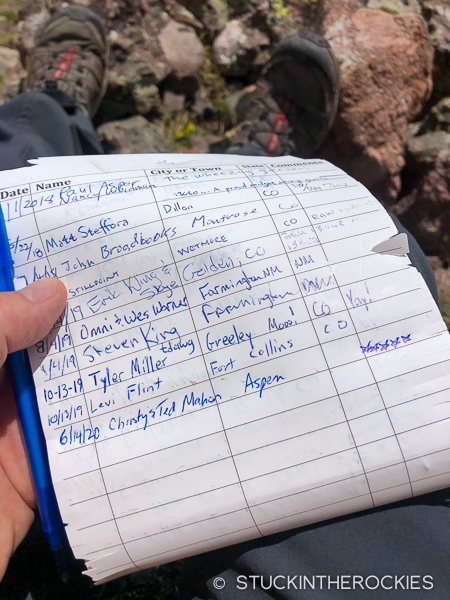 Summit register on Point 13062