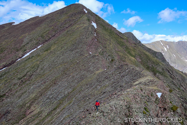 Christy Mahon ridge walking above Rito Alto Lake