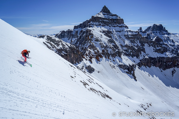 Christy Mahon skiing Cirque Mountain