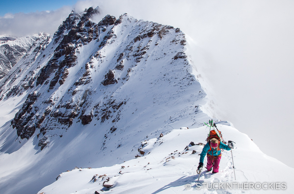 Christy Mahon boots up to the summit of Len Shoemaker Peak