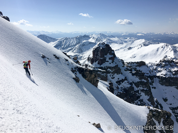 Skiing the South Face of Castle Peak
