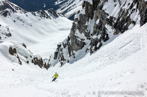 Pete Gaston skiing the Ridge of Gendarmes