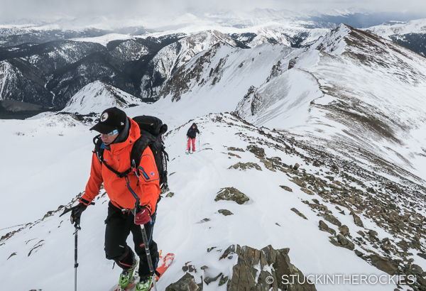 Sean Shean and Christy Mahon approach the summit of Electric Peak