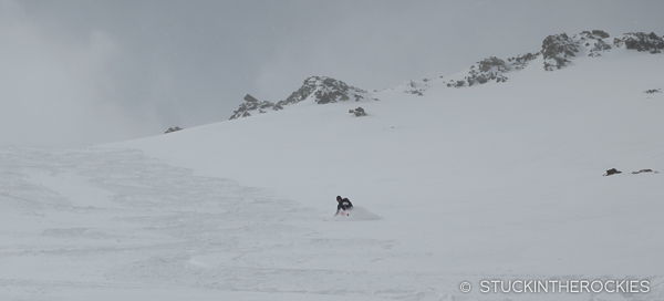 Skiing the northeast face of Electric Peak