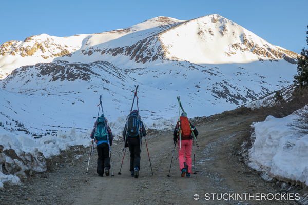 Walking the Kite Lake Road towards Mount Democrat