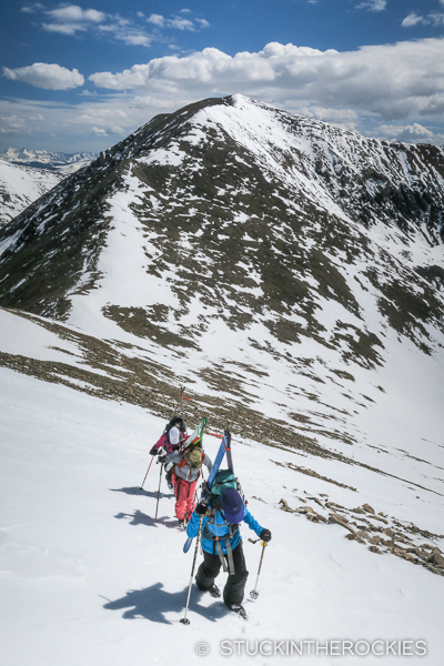 Booting up to Mount Democrat