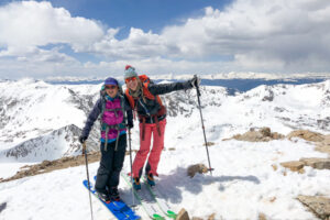 Christy Mahon and Elsie Weiss on the summit of Mount Democrat