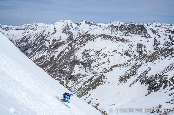 Joey Giampaolo skis the north face of Niagara Peak