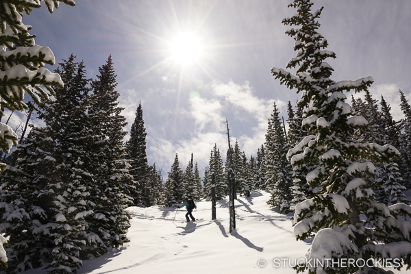 Skinning above the Sisters Cabin