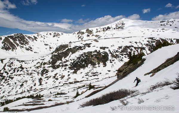 Skiiing twining Peak back down to the Upper Lost Man Trailhead