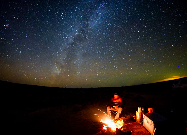 Campfire at camp in Robbers Roost.