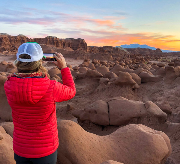 Christy Mahon at sunset in Goblin Valley Utah