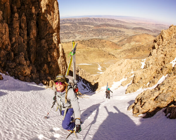 Christy Mahon skiing in Morocco