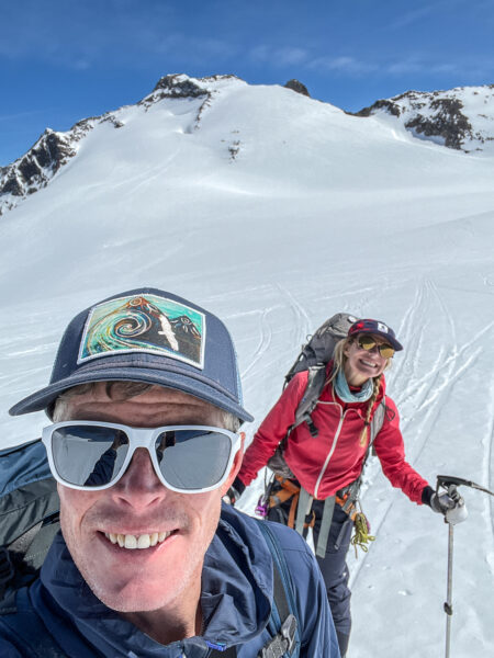 Skinning across the glacier to the Gwachtenhorn.