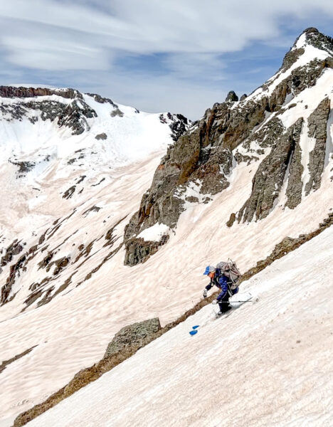 Christy Mahon skiing on South Lookout Peak