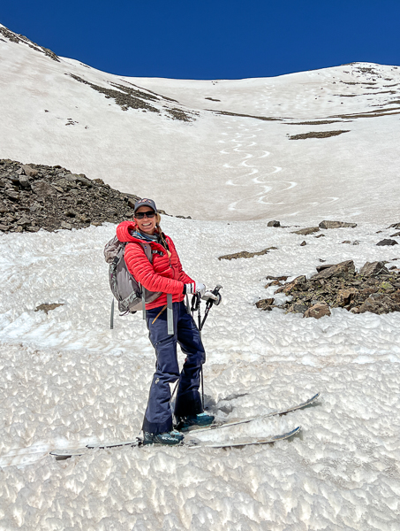 Christy Mahon leaving tracks on the east face of Bull Hill.