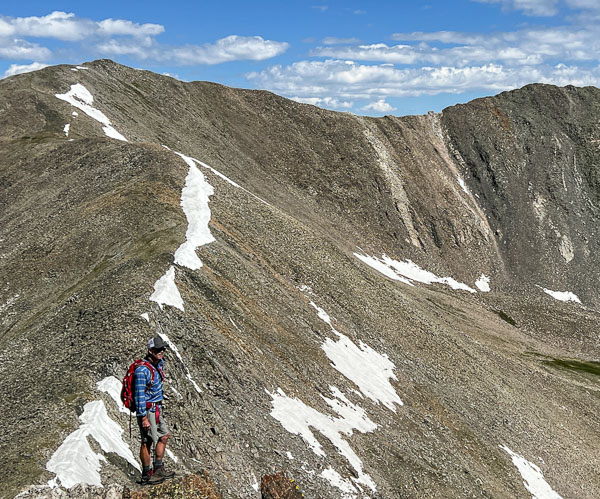 Ted Mahon on the ridge to north Twin Sister