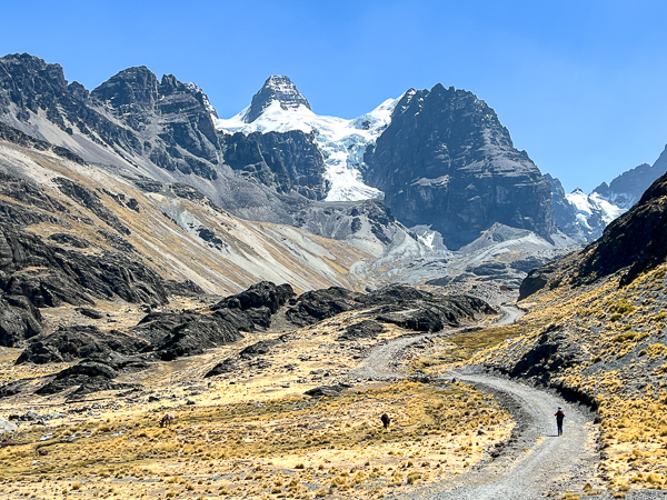 Christy Mahon hiking to the basecamp for Pequeno Alpamayo.