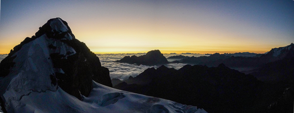 The summit of Tarija Peak at sunrise.