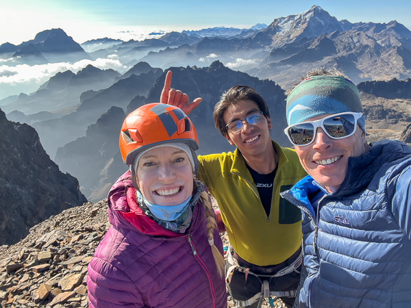 On the summit of Pequeno Alpamayo.