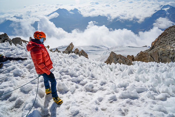 Christy Mahon, taking it all in on the summit of Huayna Potosi