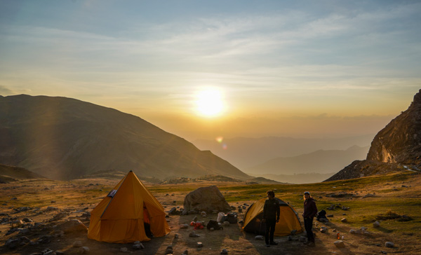 Sunset at Illimani basecamp.