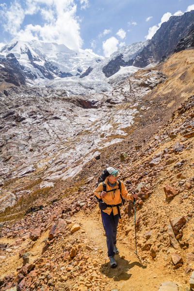 Hiking up the route to Nido de Condores high camp.