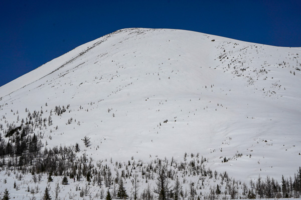 A view of the southeast face of Fairview Mountain from the saddle.