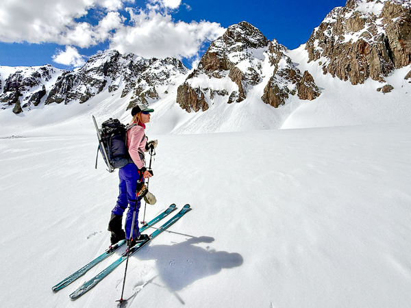 Nearing the couloirs on American peak
