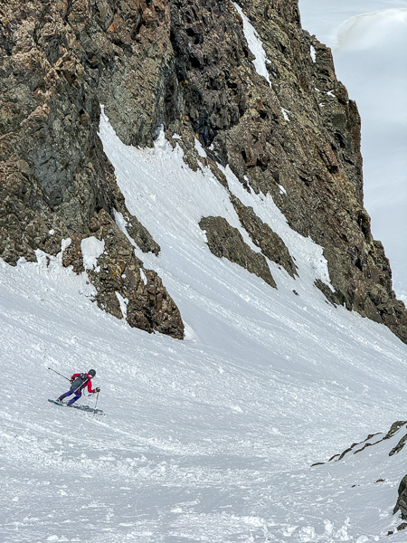 Christy Mahon skiing the Independence Couloir on American Peak